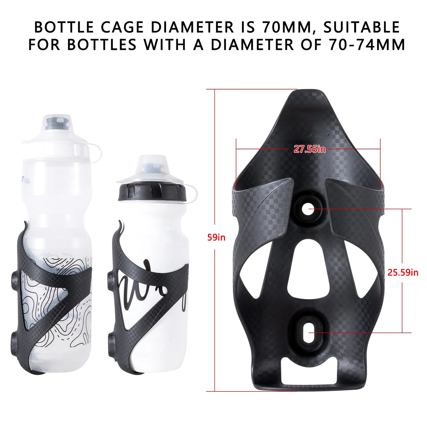 Carbon Fiber Bike Water Bottle Cage for Road, MTB & Gravel Bikes